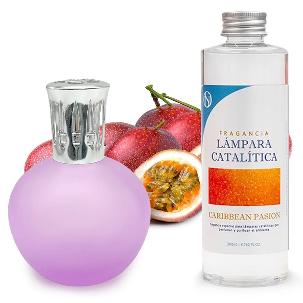 Lámpara Catalítica Fucsia Mate + Fragancia Caribbean Passion 200ml - Elimina Malos Olores, Impurezas Y Perfuma_0
