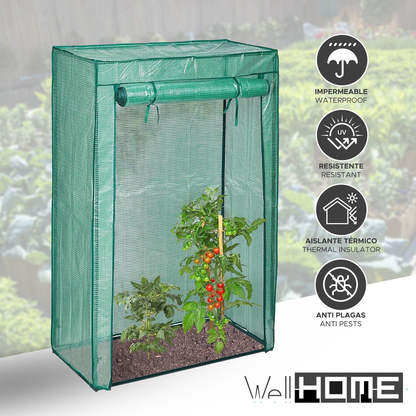 Well Home Invernadero De Tomate 100x50x150cm Con Marco De Hierro En Color Verde