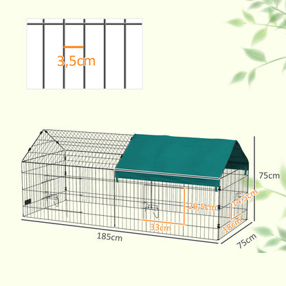 Pawhut Jaula Para Animales Pequeños De Acero Con Puertas 185x75x75 Cm Verde_2