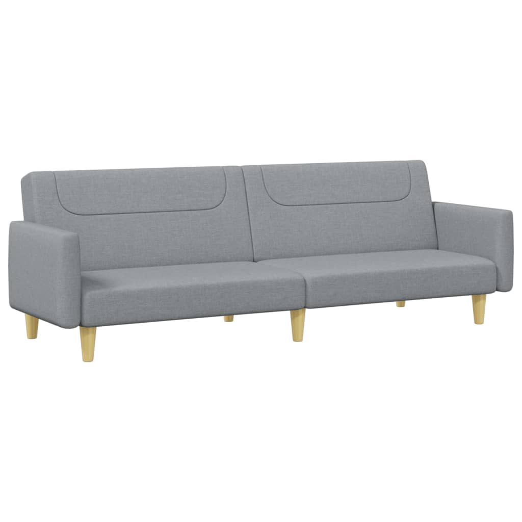 Sofá Cama De 2 Plazas Con Taburete Tela Gris Claro / Vetonek_5