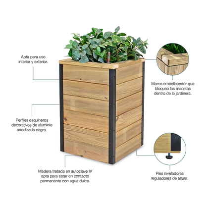 Jardinera De Madera Con Autorriego 60x34x60 Cm Nidum Hortalia_4