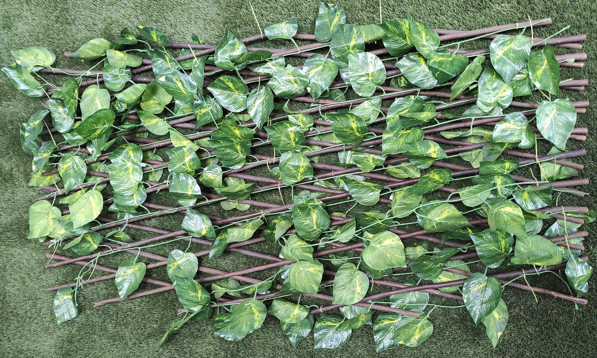 Celosia Mimbre Con Hojas| Composicion 100% Madera Mimbre| Hojas De Hiedra De Pvc| Tutor De Plantas| Decoracion Jardin