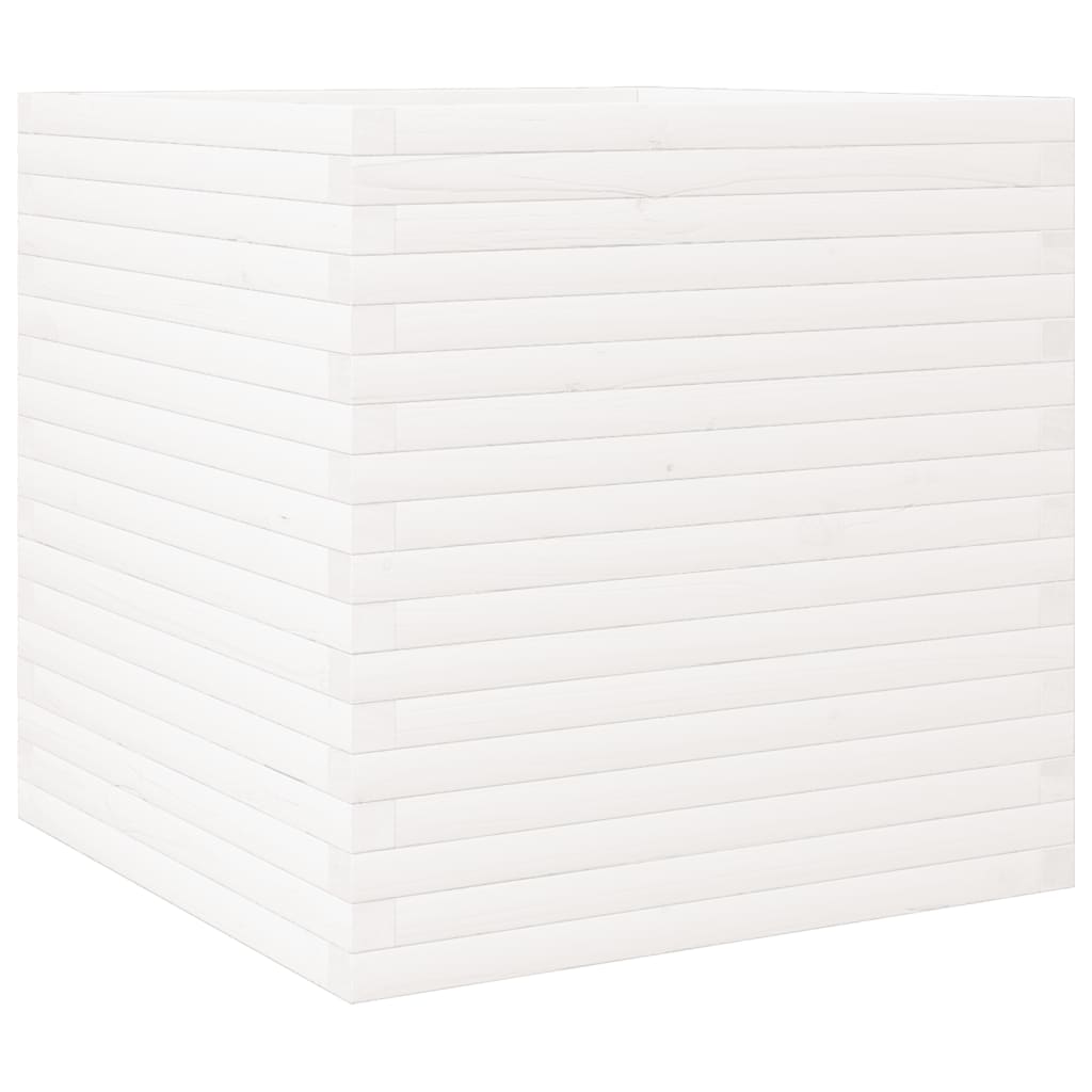 Jardinera De Madera Maciza De Pino Blanca 70x70x68,5 Cm_0