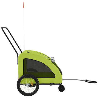 Vidaxl Remolque De Bicicleta Mascotas Hierro Tela Oxford Verde_5