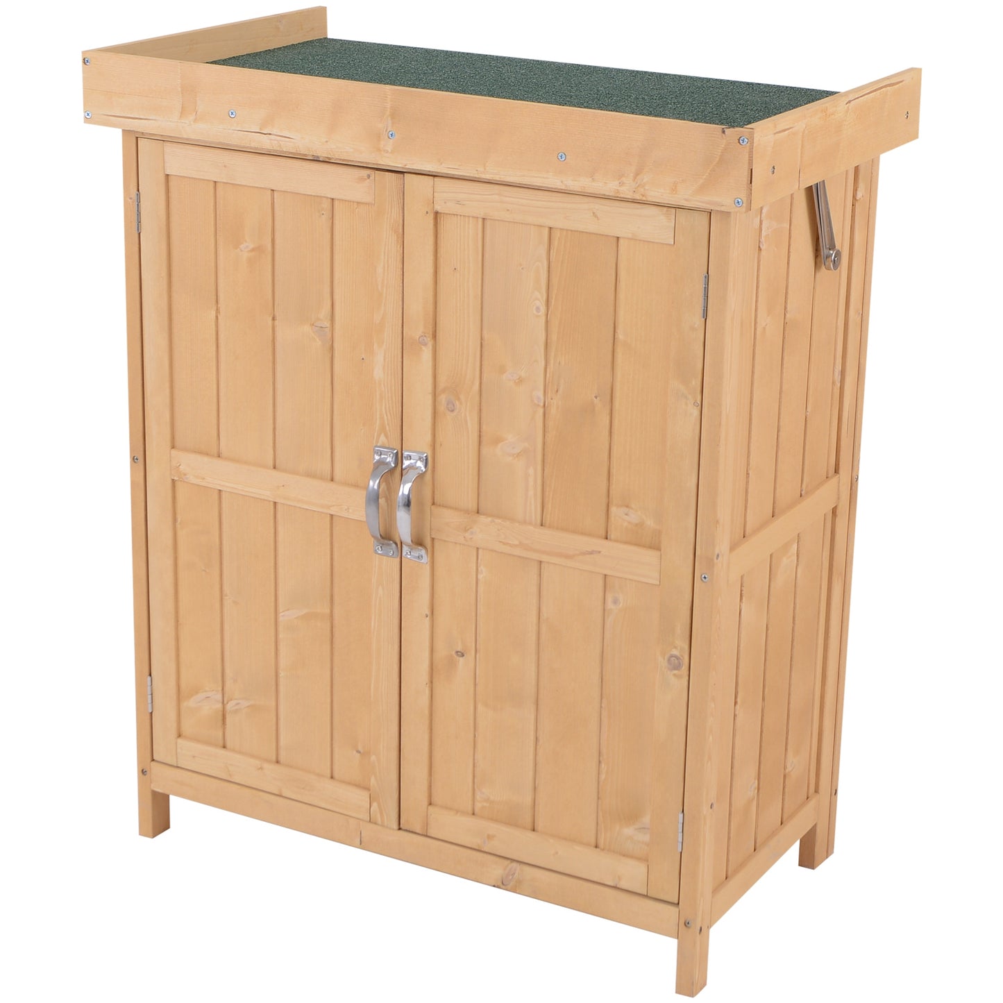 Outsunny Armario De Jardín De Madera Con 2 Puertas Techo Asfáltico 74x43x88 Cm_0