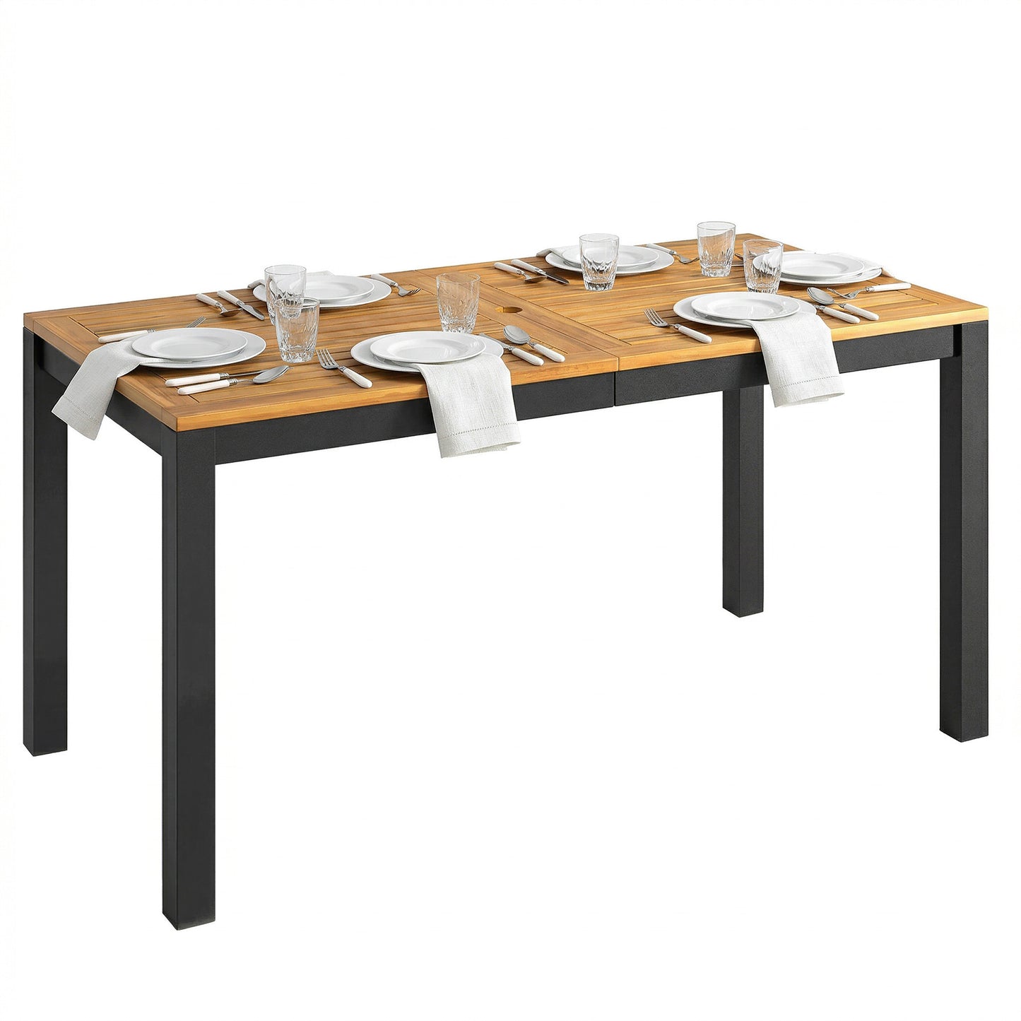 Outsunny Mesa De Comedor De Jardín De Madera De Acacia_0