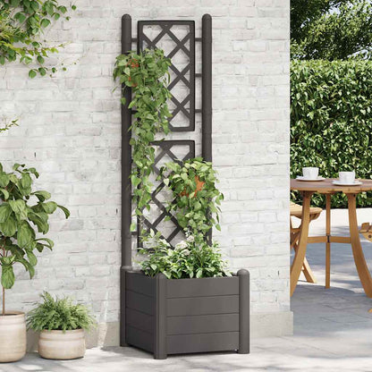 Jardinera Con Enrejado Pp Gris Antracita 43x43x142 Cm_1