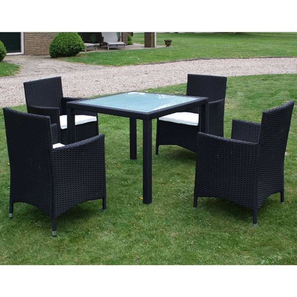 Vidaxl Set Comedor De Jardín 5 Piezas Y Cojines Ratán Sintético Negro_1