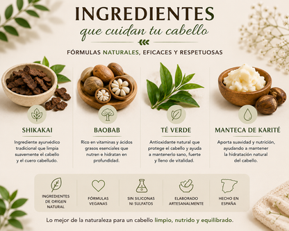 Pack Capilar Equilibrio | Champú Shikakai + Acondicionador Sólido | Cabello Graso y Mixto_4