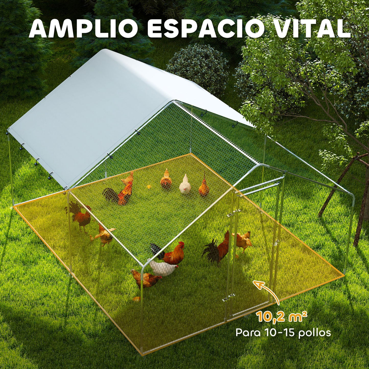 Pawhut Gallinero Para Exterior Grande 3x3_3