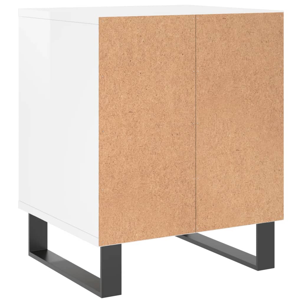 Mesita De Noche Madera De Ingeniería Blanco Brillo 40x35x50 Cm_4