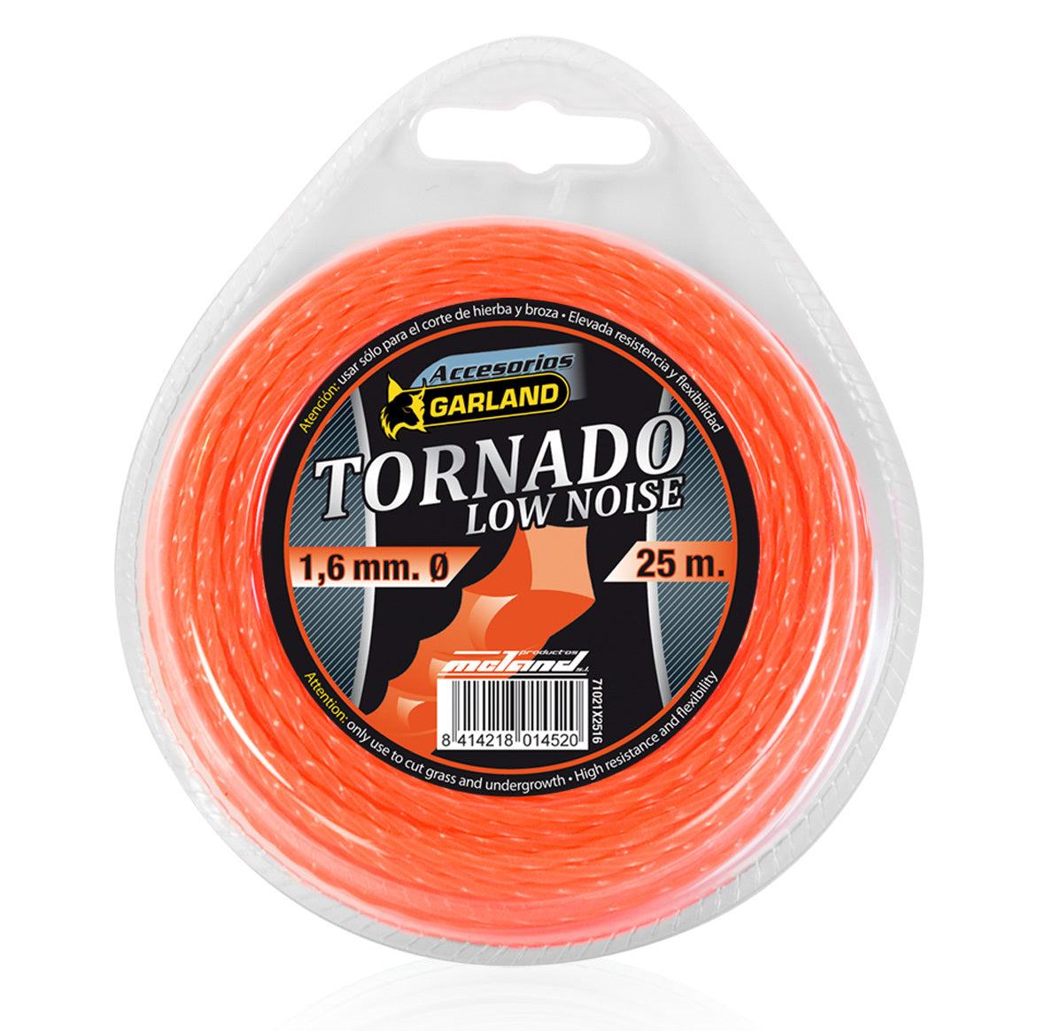 Garland - 71021x2516 Hilo Desbrozadora Dispensador De Hilo De Nylon (tornado), Longitud: 25 Metros, Diametro: 1,6 Mm., Sección: Helicoidal Cuadrado_0