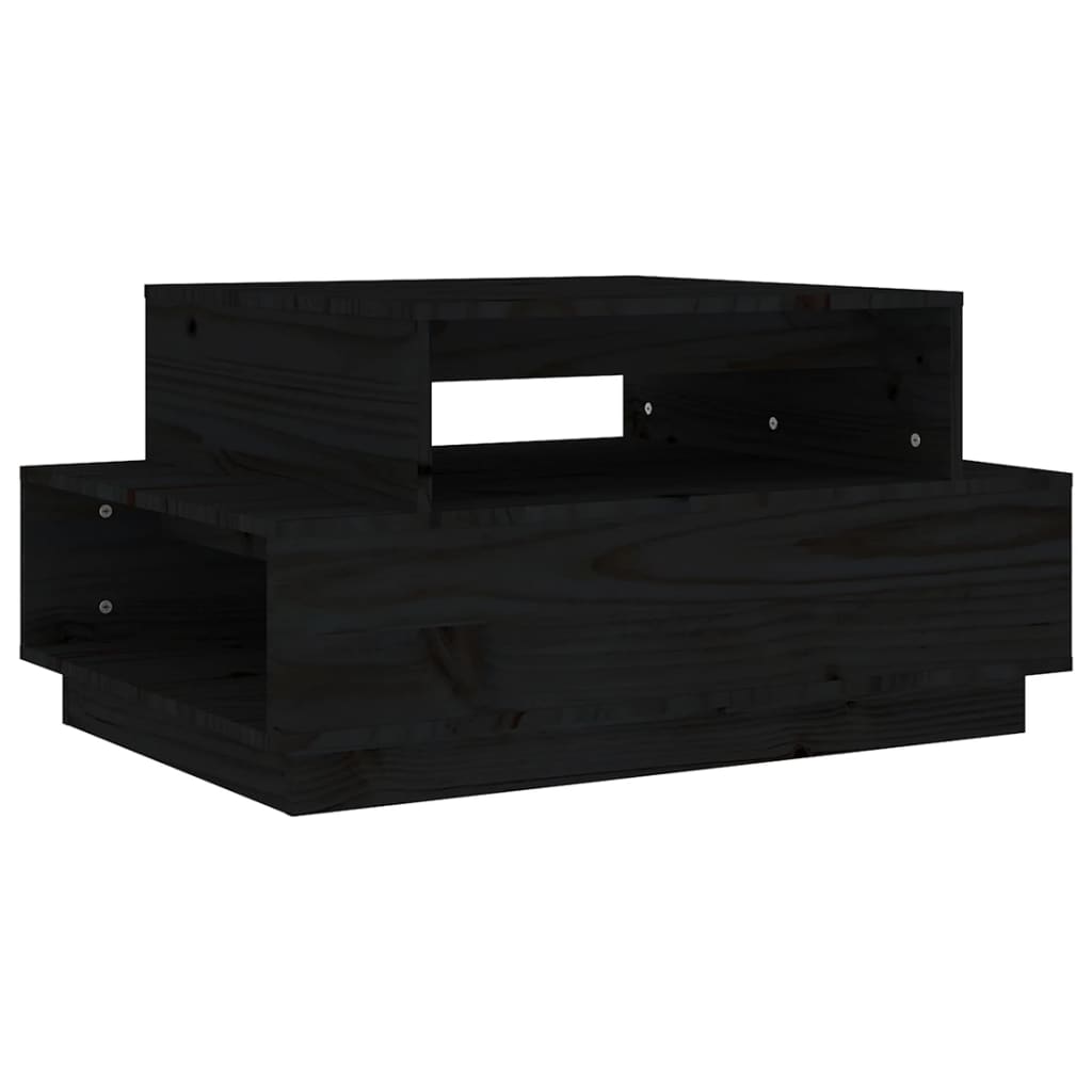 Mesa De Centro Madera Maciza De Pino Negro 80x55x40,5 Cm_0
