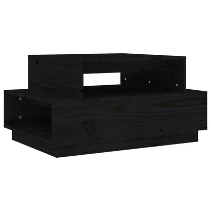Mesa De Centro Madera Maciza De Pino Negro 80x55x40,5 Cm_0