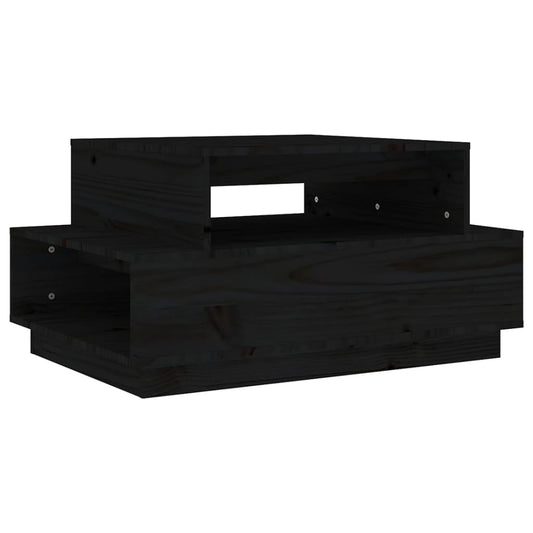 Mesa De Centro Madera Maciza De Pino Negro 80x55x40,5 Cm_0