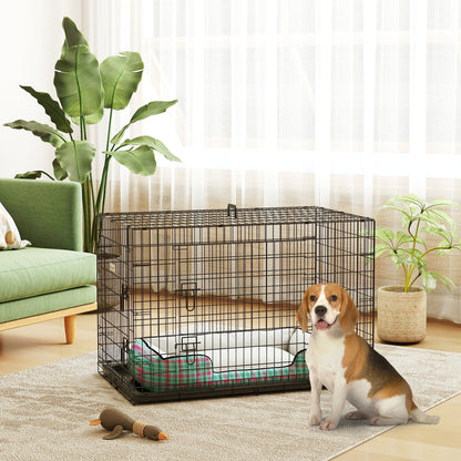 Pawhut Transportín Jaula De Transporte De Metal Para Perro 90x57,5x62 Cm Negro_1