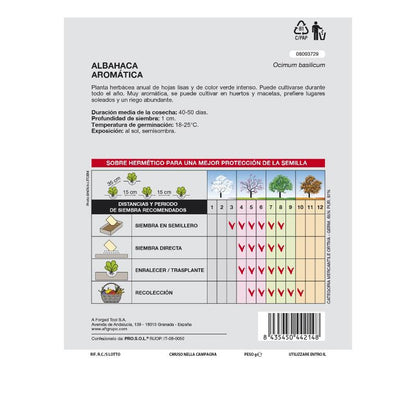 Semillas Aromáticas Albahaca Aromatica (5 Gramos) Horticultura, Horticola, Semillas Huerto.