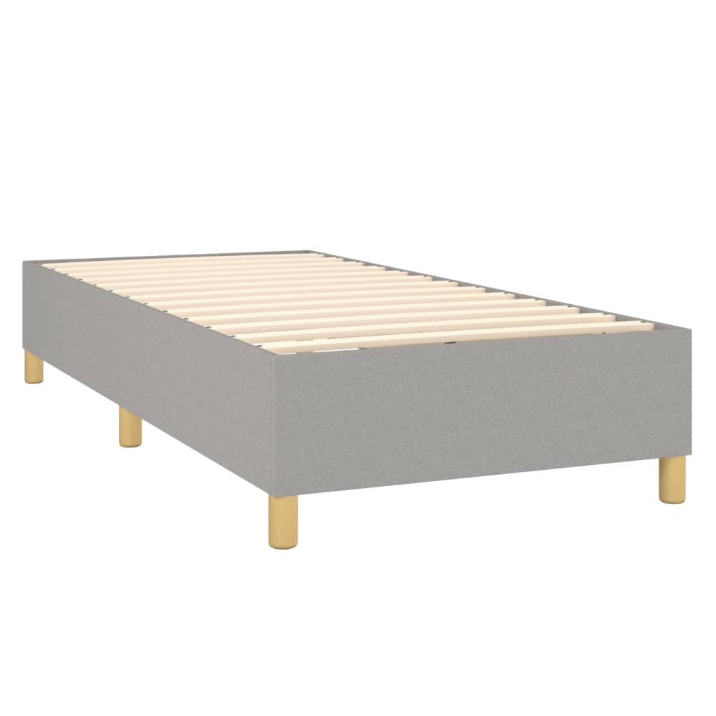 Cama Box Spring Colchón Y Luces Led Tela Gris Claro 90x190 Cm / Vetonek_3