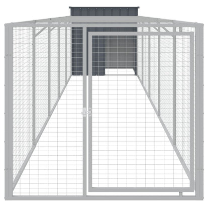 Caseta Perros Con Corral Acero Galvanizado Gris 110x609x110 Cm_2