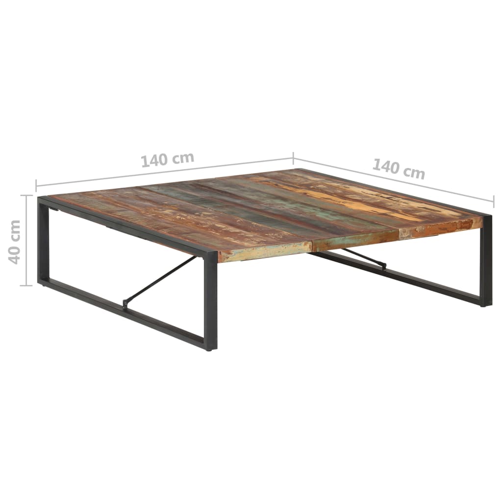 Mesa De Centro Madera Maciza Reciclada 140x140x40 Cm_4