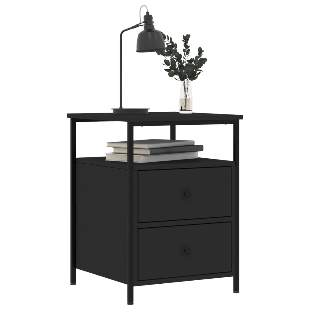 Mesita De Noche Madera De Ingeniería Negro 44x45x60 Cm_1