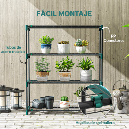 Suporte Para Plantas Outsunny Aço, Plástico Verde 90x28x104 Cm_5