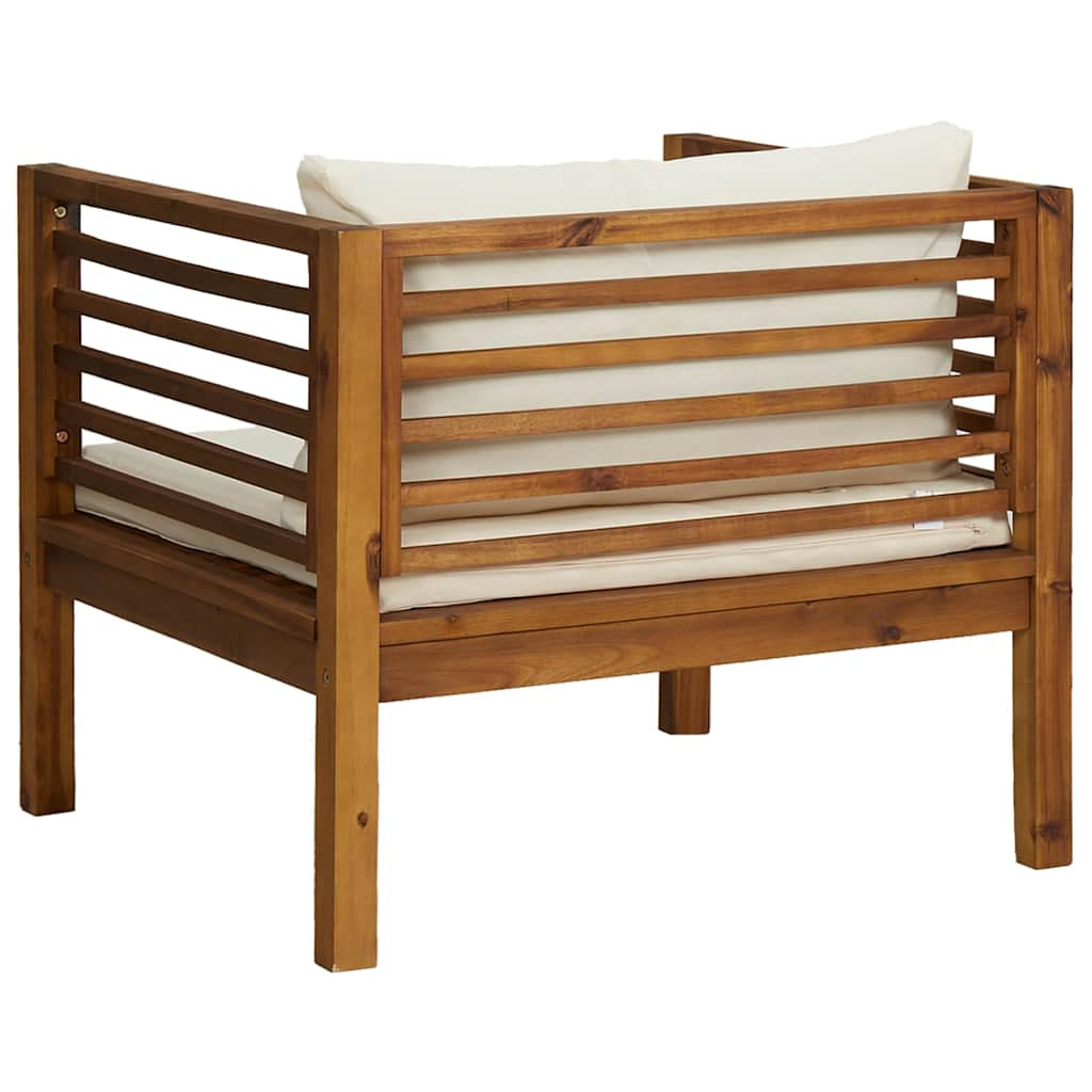 Vidaxl Silla De Jardín Y Cojines Blanco Crema Madera Maciza De Acacia_4