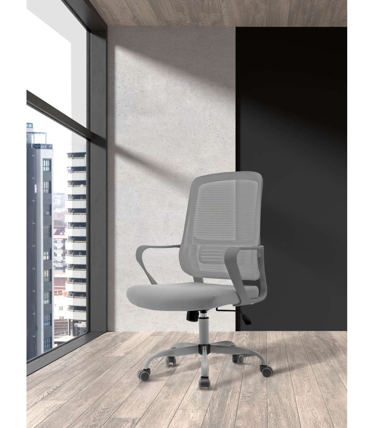 Silla Despacho Giratoria Elevable Acabado Gris, 59m(ancho) 99/109cm(altura) 56cm(fondo)_5