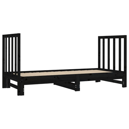 Sofá Cama Extraíble Madera Maciza De Pino Negro 2x(90x190) Cm / Vetonek_1