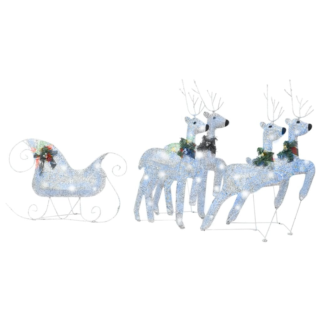 Vidaxl Renos Y Trineo De Navidad De Exterior Con 100 Led Plateado_0