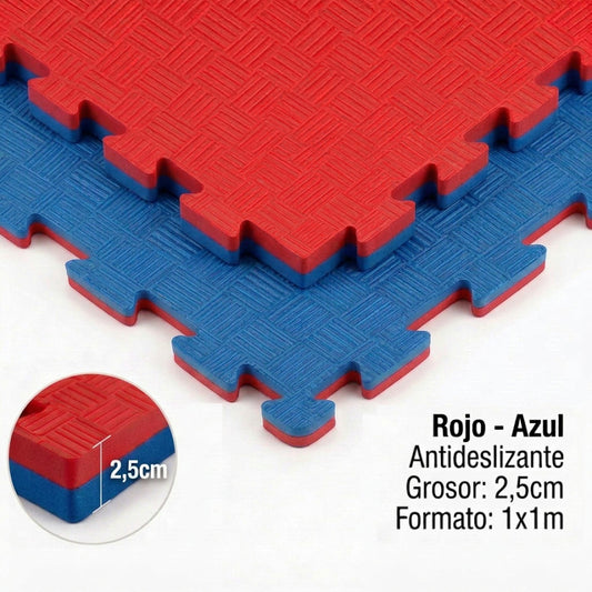 Tatami Puzzle Eva Para Suelo Infantil 1x1m X25mm Rojo - Azul Pack Ahorro 16 Unidades_0