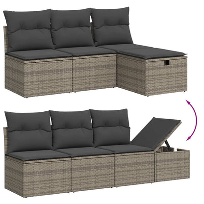 Set De Sofás De Jardín 7 Piezas Con Cojines Ratán Pe Gris / Vetonek_2