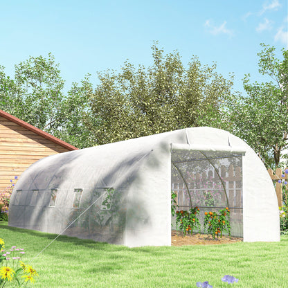 Invernadero De Túnel Jardín Con 12 Ventanas Outsunny 8x3x2m Blanco_4