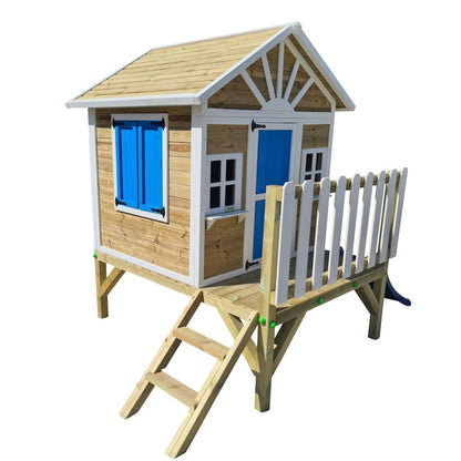 Casita Infantil De Madera Por Paneles Masgames Visby Elevada 60 Cm Verde.