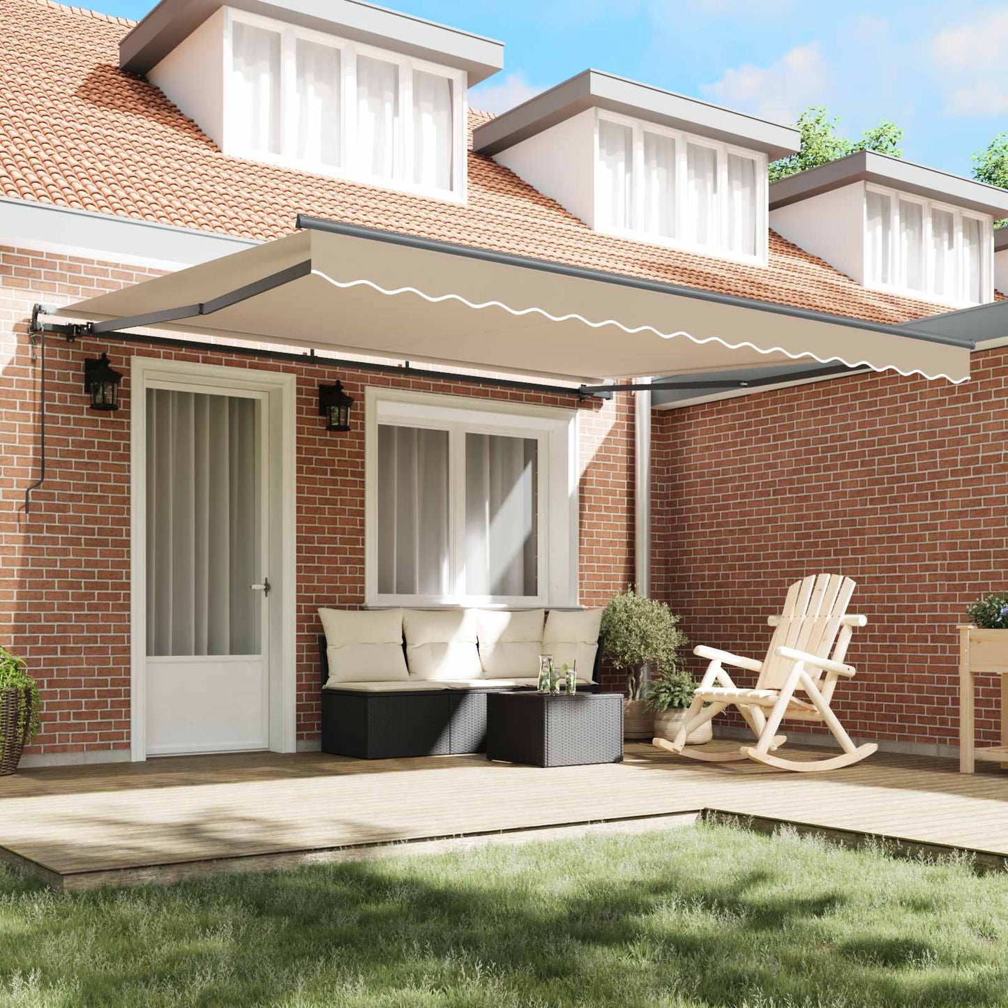 Toldo Retráctil Beige 400 X 350 Cm Tela Y Aluminio_2