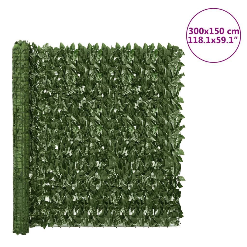 Vidaxl Valla De Privacidad De Balcón De Hojas Verde Oscuro 300x150 Cm_2