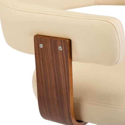 Taburetes De Cocina 2 Uds Cuero Sintético Madera Curvada Crema_5