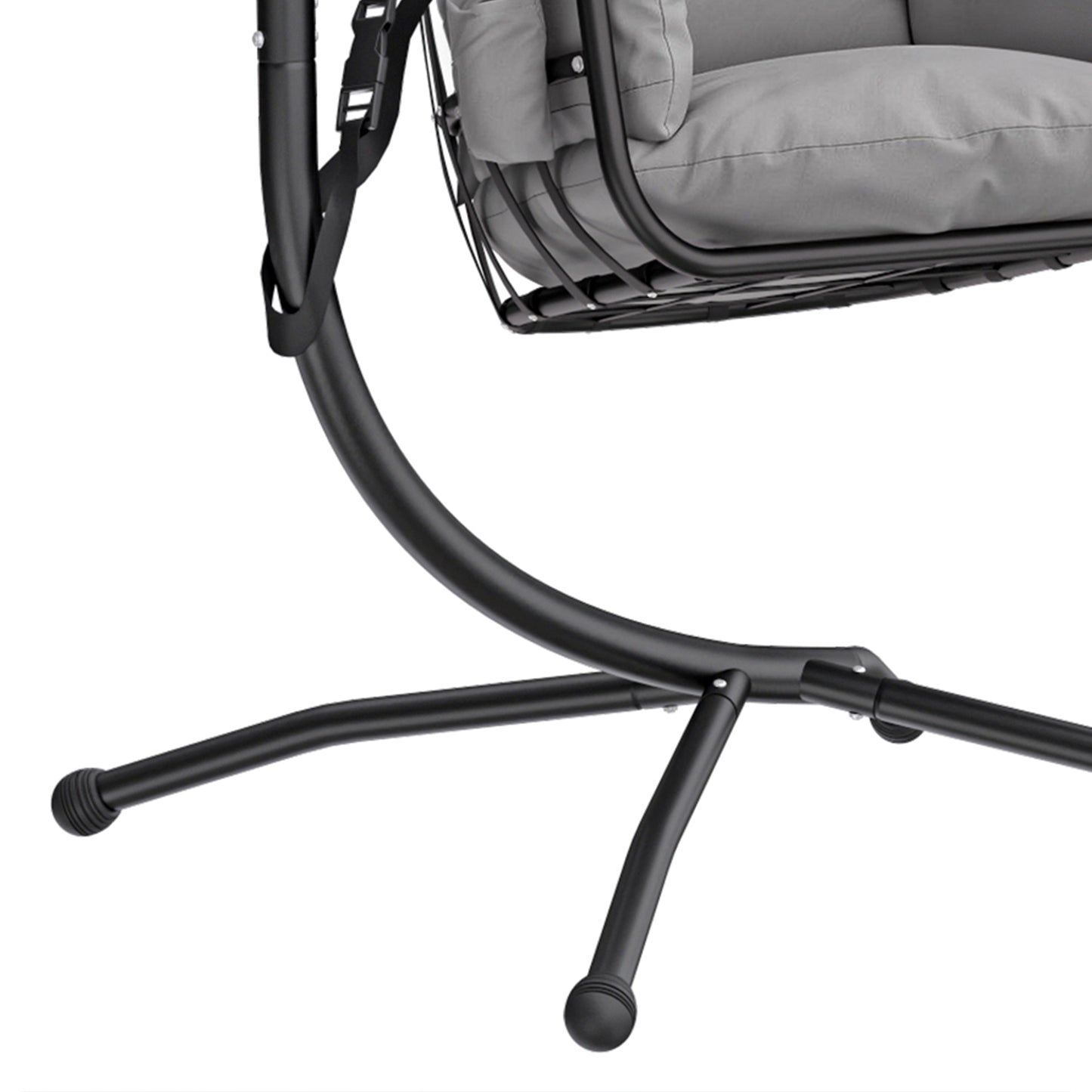 Outsunny Silla Colgante Con Soporte Cesta Plegable Reposacabezas Gris Oscuro_4