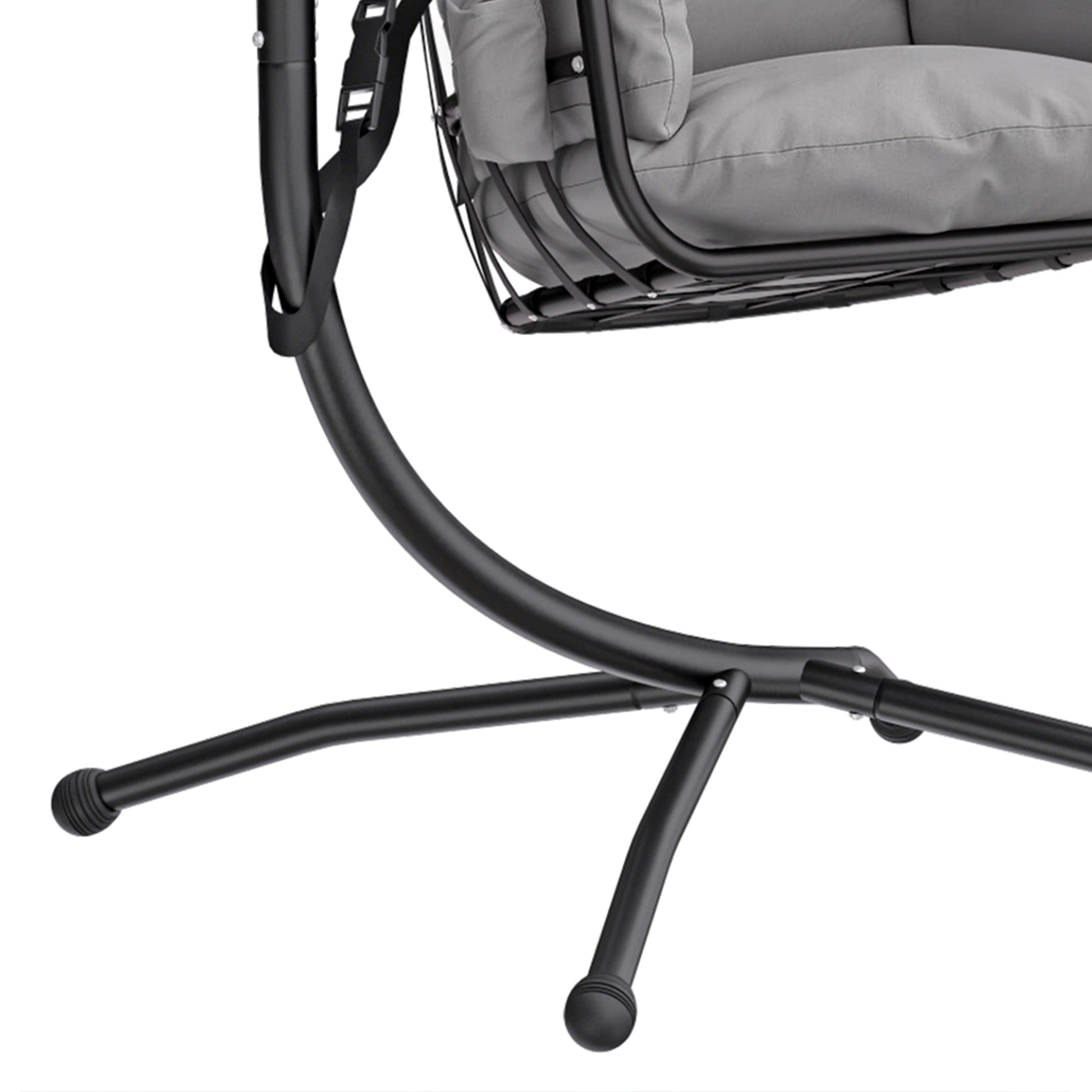 Outsunny Silla Colgante Con Soporte Cesta Plegable Reposacabezas Gris Oscuro_4