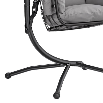 Outsunny Silla Colgante Con Soporte Cesta Plegable Reposacabezas Gris Oscuro_4