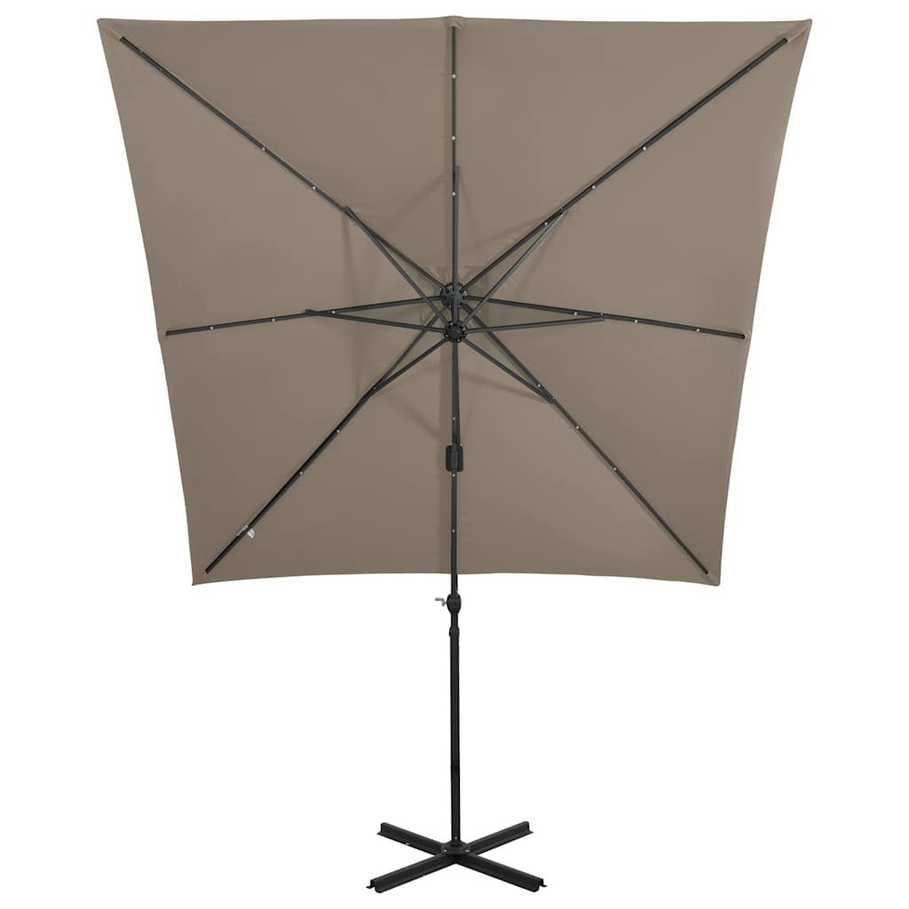 Vidaxl Sombrilla De Jardín Voladiza Con Palo Y Luces Led Taupe 250 Cm_4