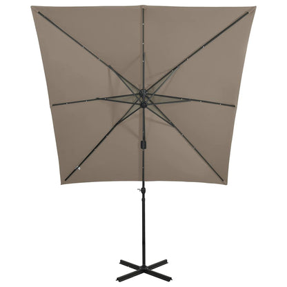 Vidaxl Sombrilla De Jardín Voladiza Con Palo Y Luces Led Taupe 250 Cm_4