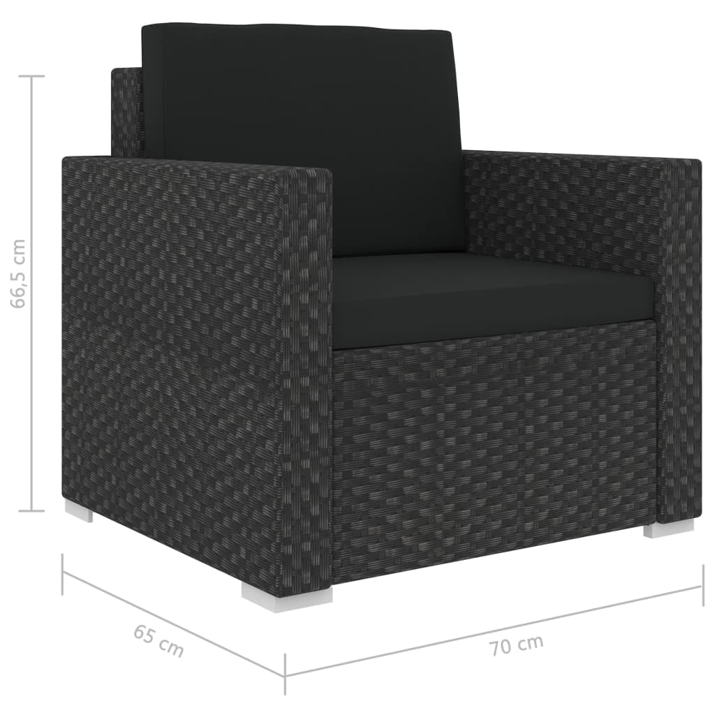 Vidaxl Set Muebles De Jardín 13 Piezas Y Cojines Ratán Sintético Negro_2