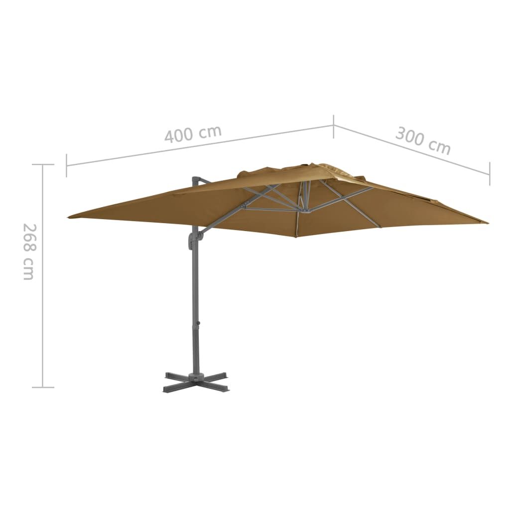 Vidaxl Sombrilla De Jardín Con Base Portátil Gris Taupe_2