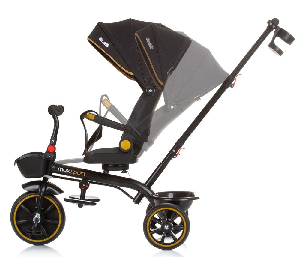 Triciclo Con Capota Y Mango Parental Max Sport Obsidian_2