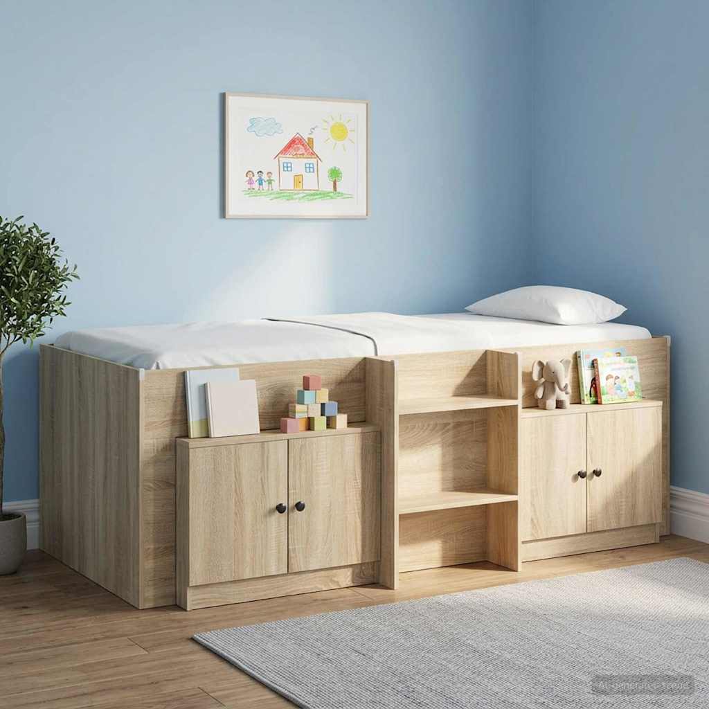 Armario De Almacenamiento Para Cama Alta 2 Uds. Roble Sonoma_1