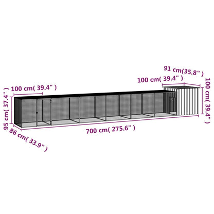Vidaxl Gallinero De Acero Galvanizado Gris 700x91x100 Cm_2