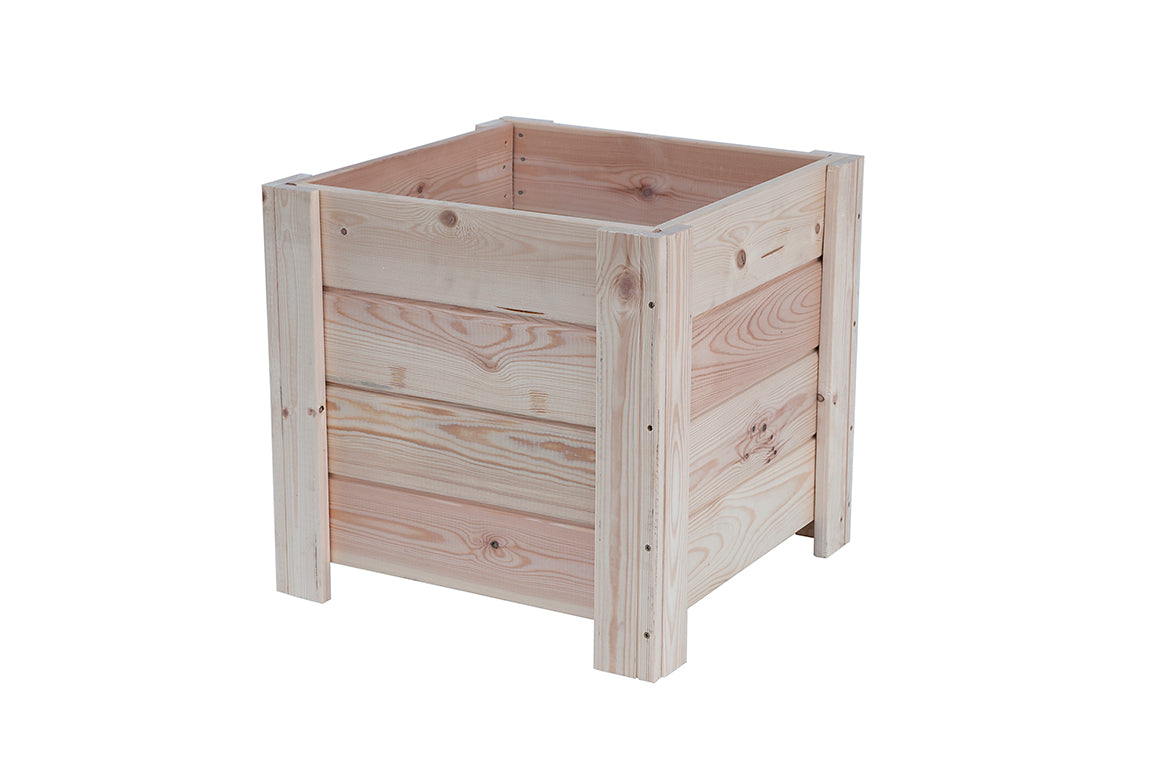 Macetero Elche Cuadrado De Madera Natural De 50 X 50 X 47 Cm 75l Para Interior, Incluye Bolsa Geotextil_0