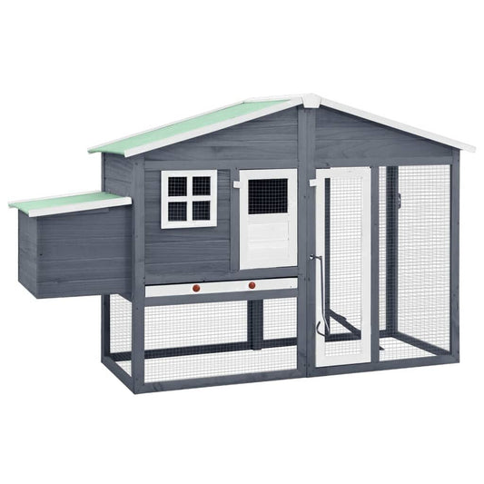 Vidaxl Gallinero Con Ponedero Madera Maciza Abeto Gris Y Blanco_0