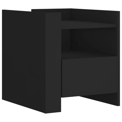 Mesita De Noche Madera De Ingeniería Negro 45x50x50 Cm_0